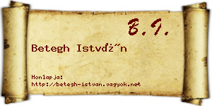 Betegh István névjegykártya